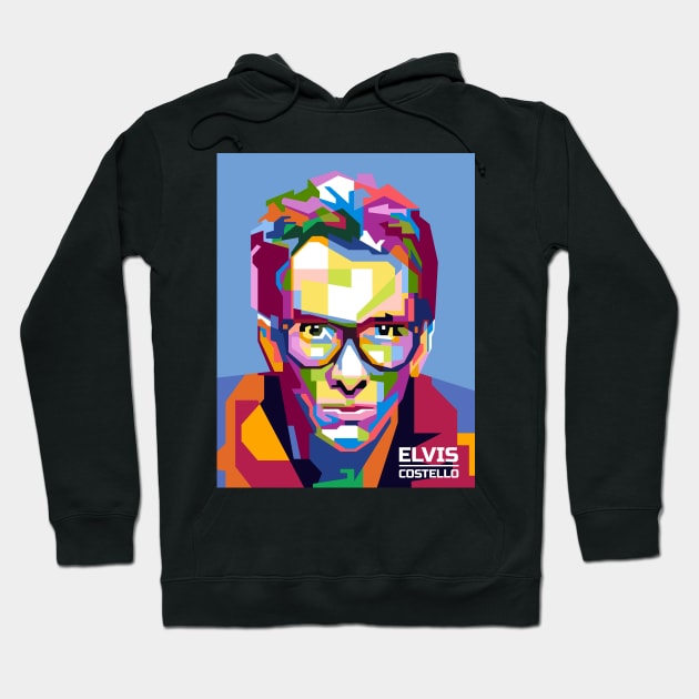 Abstract Geometric Elvis Popart Costello in WPAP Hoodie by smd90